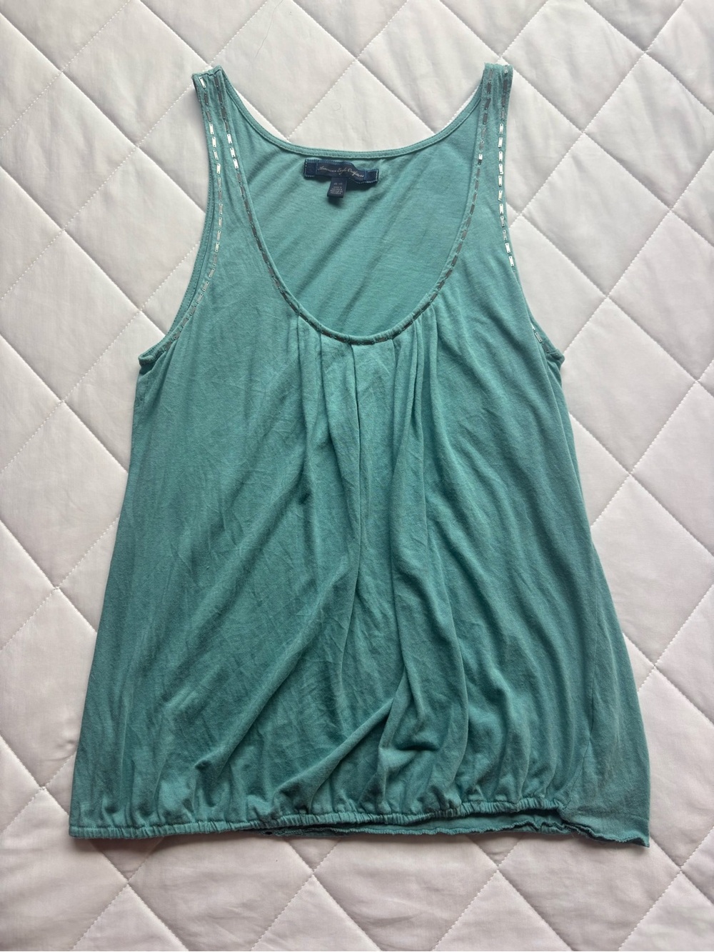 American Eagle Outfitters Y2K Teal Embellished Tank Top